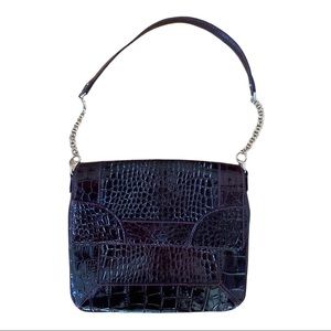 Kate Spade red burgundy croc embossed Elba Exotic Paola clutch handbag